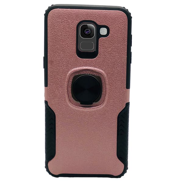 Samsung Galaxy A8 2018 - Stilsäkert Skal med Ringhållare (LEMAN) Roséguld