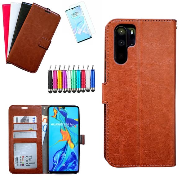Huawei P30 Pro - PU Leather Wallet Case White