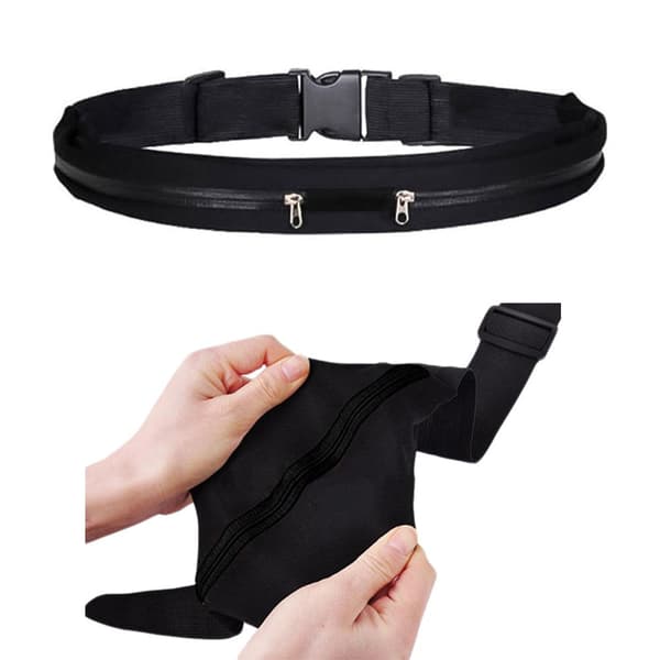 SportBelt with 2pcs Pockets for Wallet Keys Smartphone etc