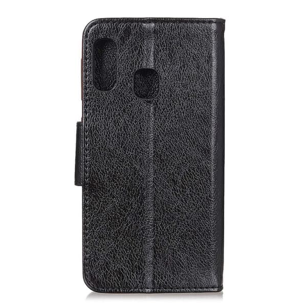 Samsung Galaxy A20e Tekstureret Split Læder Pung Etui - Sort