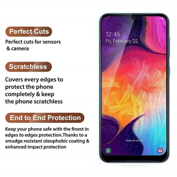2-PAK Samsung A40 hærdet glas 0,26 mm 2,5D 9H fuldskærm