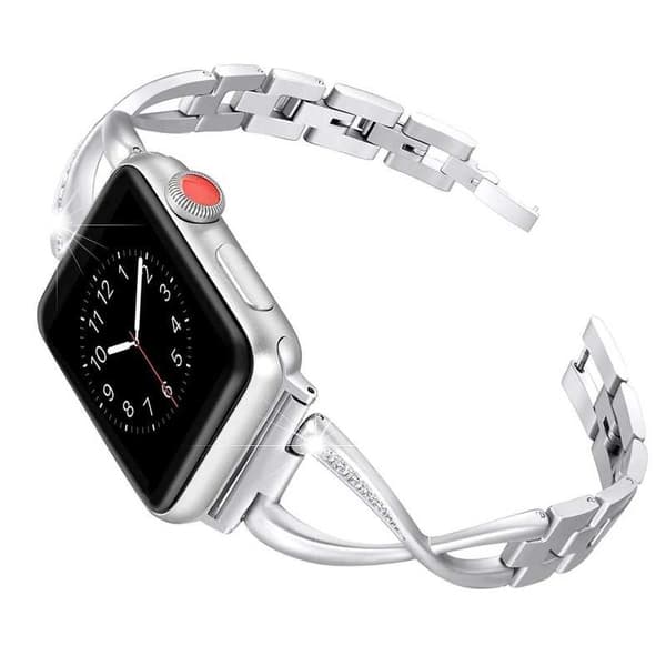 Apple Watch 42mm & 44mm Premium Armband Rostfritt Stål med Strass