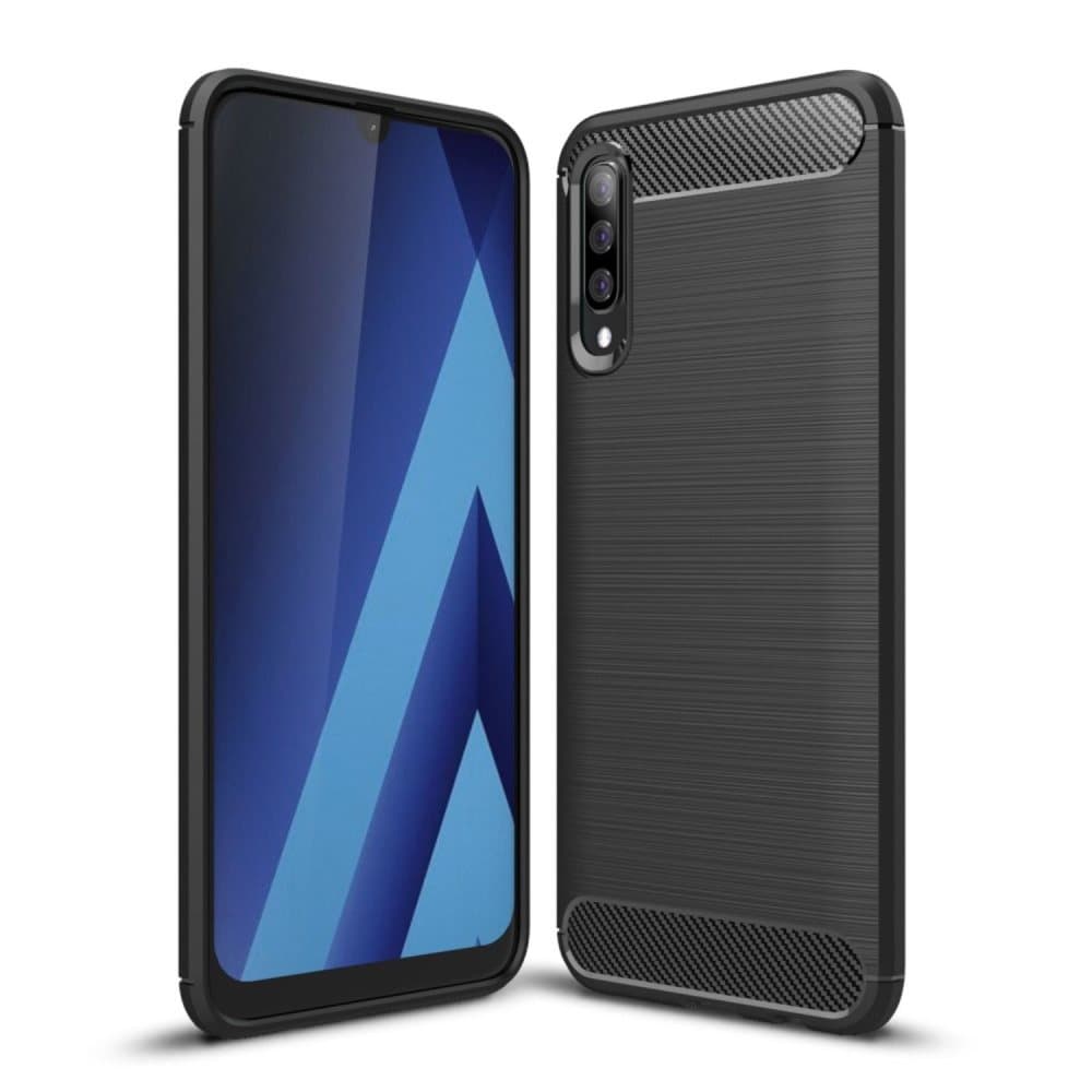 Samsung Galaxy A70 Carbon Fiber Texture Brushed TPU Case - Black