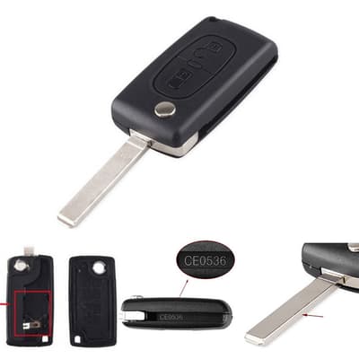 Käännettävä avainkotelon kuori 2 painiketta CE0536 PEUGEOT VA2 terä
