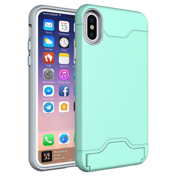 iPhone XS MAX - Stilrent Skyddande Skal med Kortfack Grön