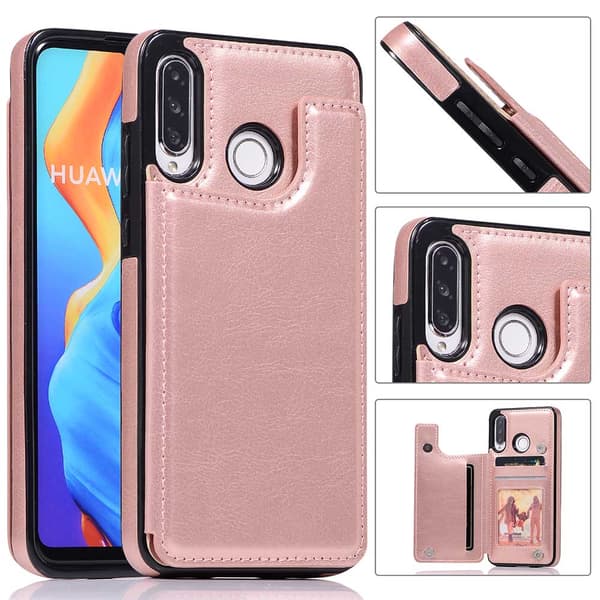 Huawei P30 Lite - Elegant Praktiskt Skal med Korthållare
