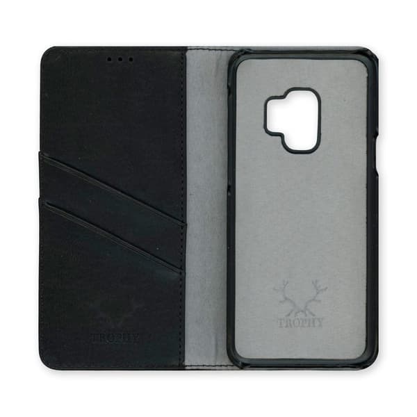 Trophy Distressed Leather Magnet Wallet Black Samsung Galaxy S9