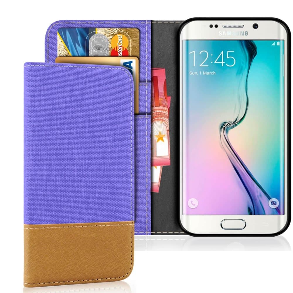 Lompakkokotelo Samsung Galaxy S6 Edge keinonahaiselle matkapuhelimelle