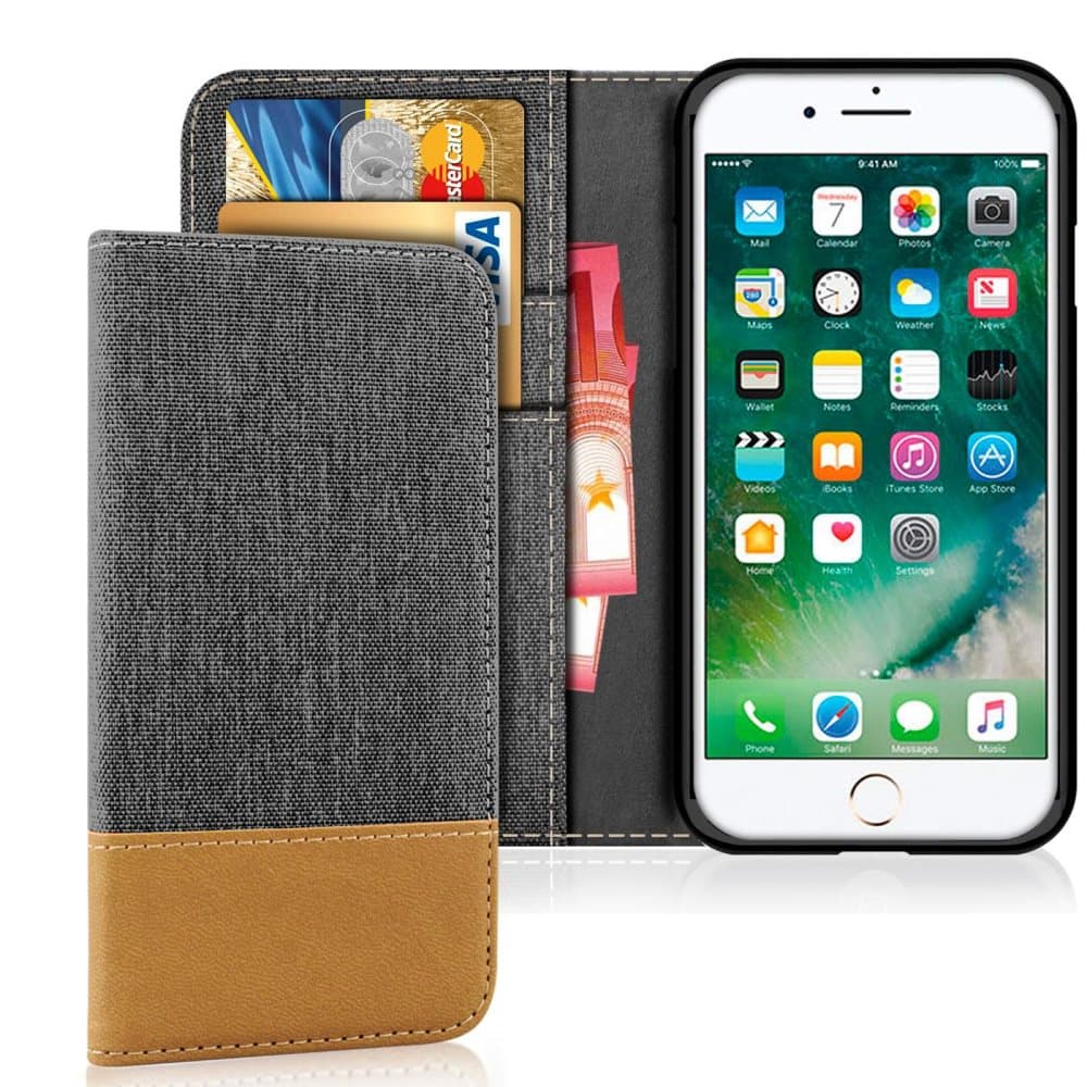 Apple iPhone 7 / 8 Magnet Mobil Stötsäker Mobilskal Skydd Konstläder Full Cover