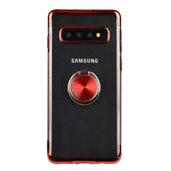 Samsung Galaxy S10E - Praktiskt Silikonskal Ringhållare FLOVEME Röd Röd