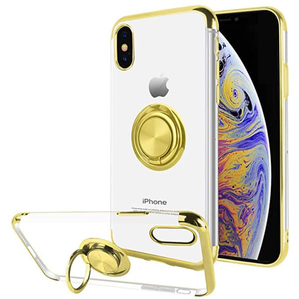 iPhone XS Max - Skyddande Skal med Ringhållare Guld