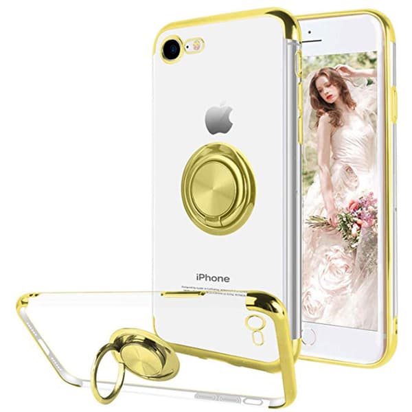 Praktiskt Silikonskal med Ringh�llare - iPhone 7 Guld Guld