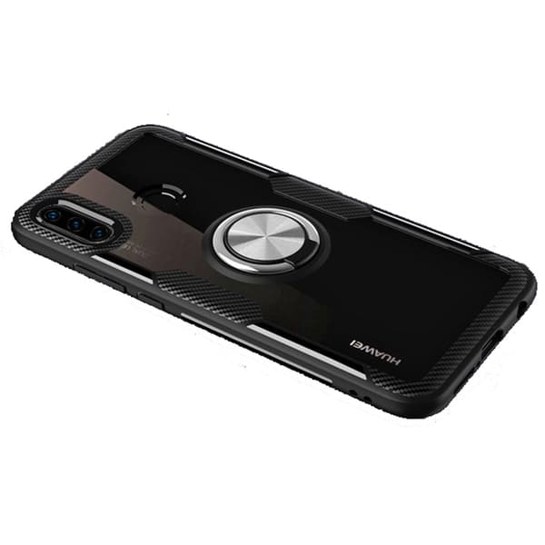 Skyddande Skal med Ringhållare - Huawei P30 Lite Svart/Silver