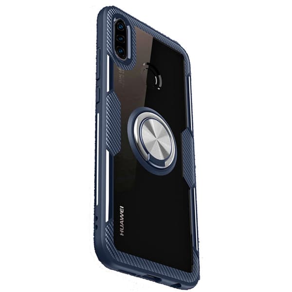 Huawei P30 Lite - Skal med Ringhållare Marinblå/Silver