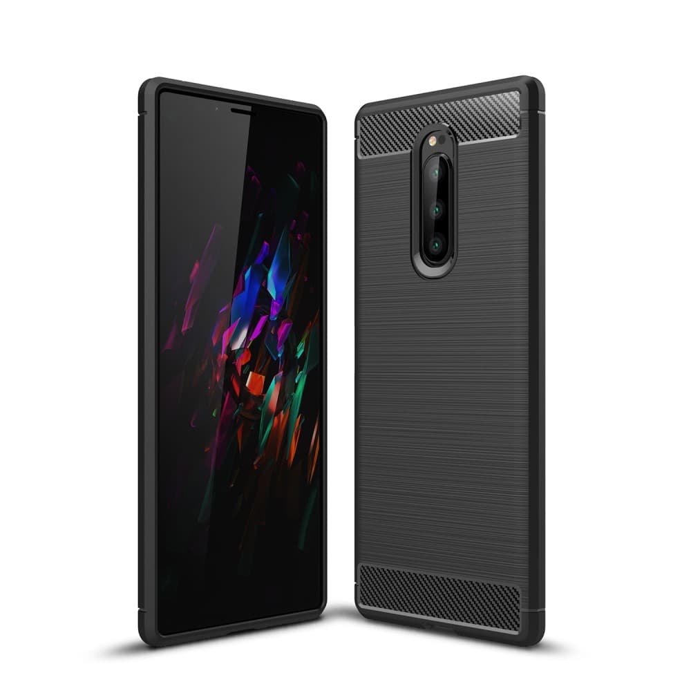 Carbon Fibre Texture Brushed TPU Sony Xperia 1 - Black