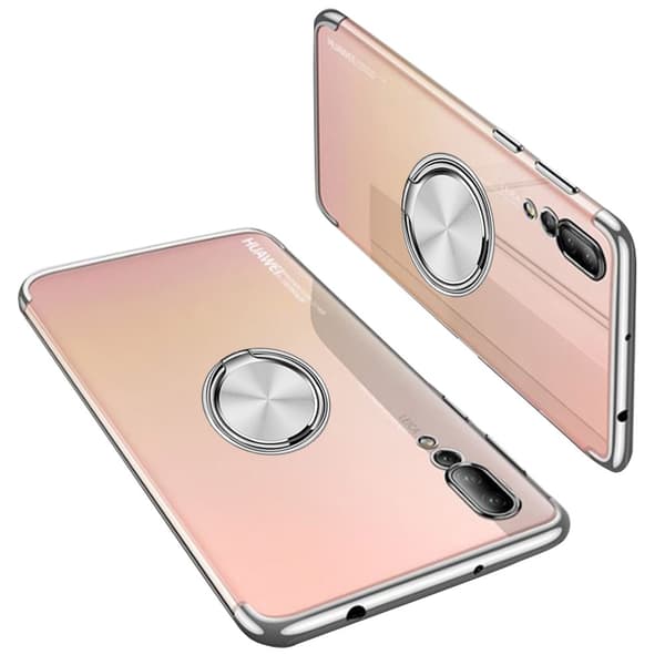 Exklusivt Silikonskal Ringhållare FLOVEME - Huawei P20 Silver Silver