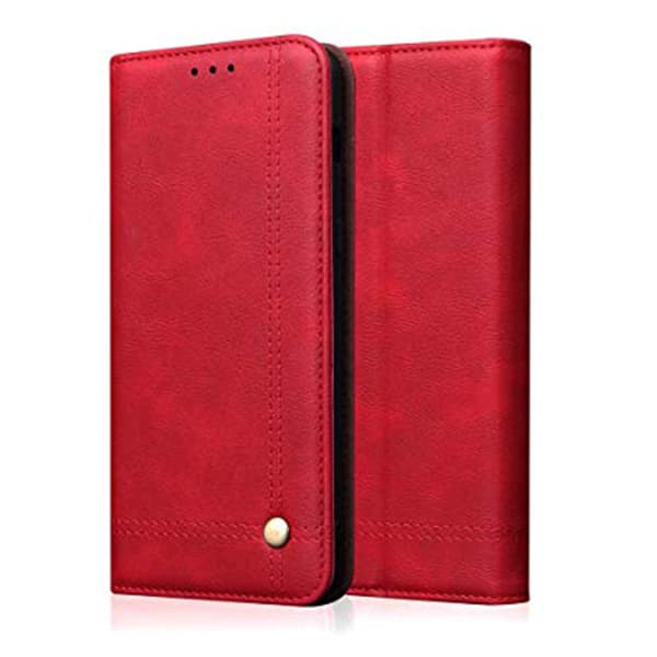 Huawei Y6 2019 - Exklusivt Slittåligt Plånboksfodral LEMAN Röd Röd