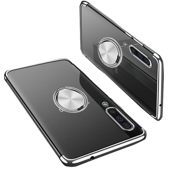 Elegant Silikonskal med Ringhållare Floveme - Samsung Galaxy A70 Silver Silver