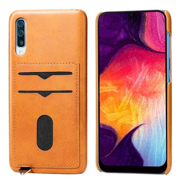 Stilrent Skal med Kortfack - Samsung Galaxy A50 Ljusbrun
