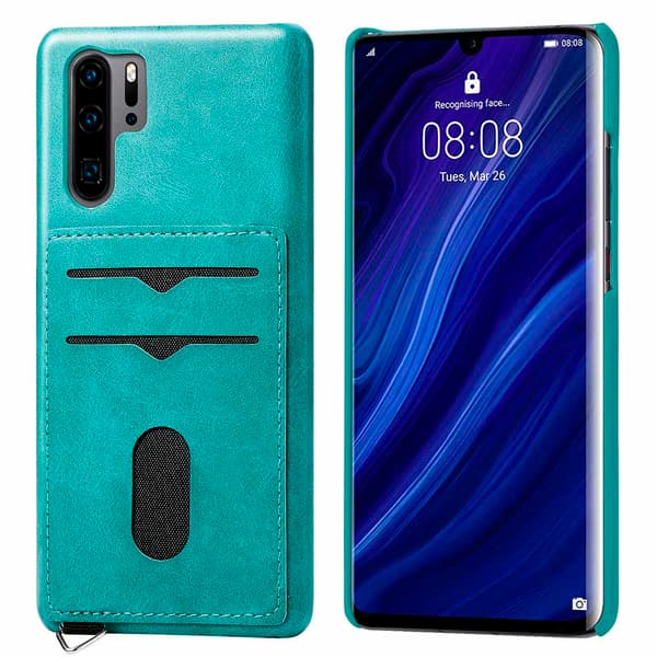 Stilrent Skal med Kortfack - Huawei P30 Pro Blågrön