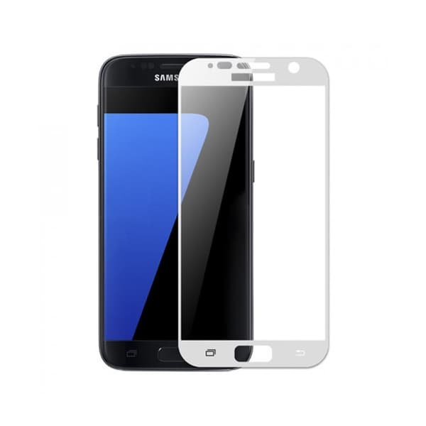 Samsung Galaxy S7 Skjermbeskytter karbonfiber herdet glass (hvitt)