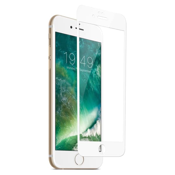 iPhone 7 Plus HD Skärmskydd Kolfiber Härdat Glas Vit