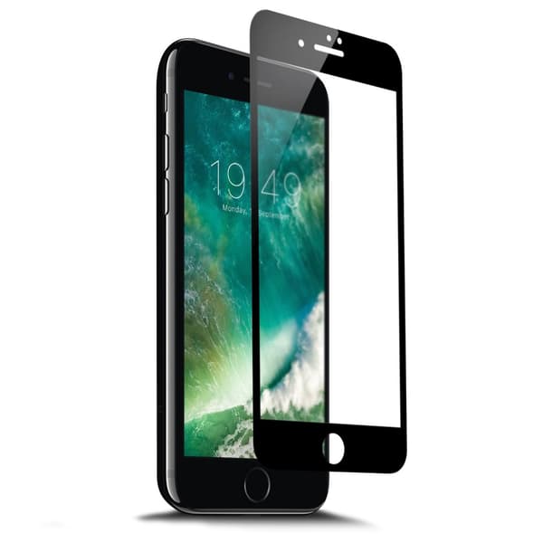 iPhone 7 HD-skærmbeskytter Carbon Fiber Hærdet Glas Sort