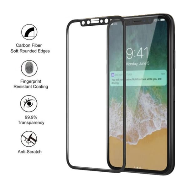 iPhone XS HD -näytönsuoja karkaistu lasimusta