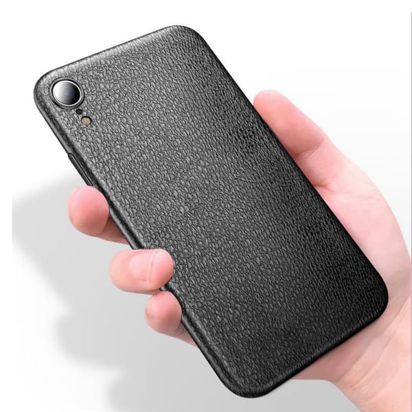 iPhone X Mobile Shell Black Leather Leather