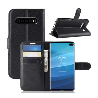 Samsung Galaxy S10 Plus lompakkokotelo musta nahka nahka nahka