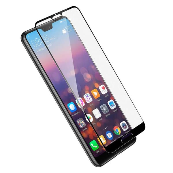 Huawei P20 Heltäckande HD Skärmskydd Kolfiber Härdat Glas