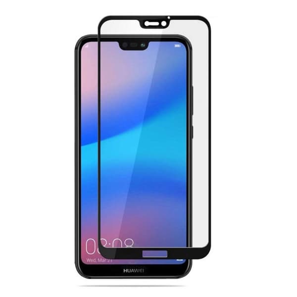 Huawei P20 Lite Heltäckande HD Skärmskydd Kolfiber Härdat Glas