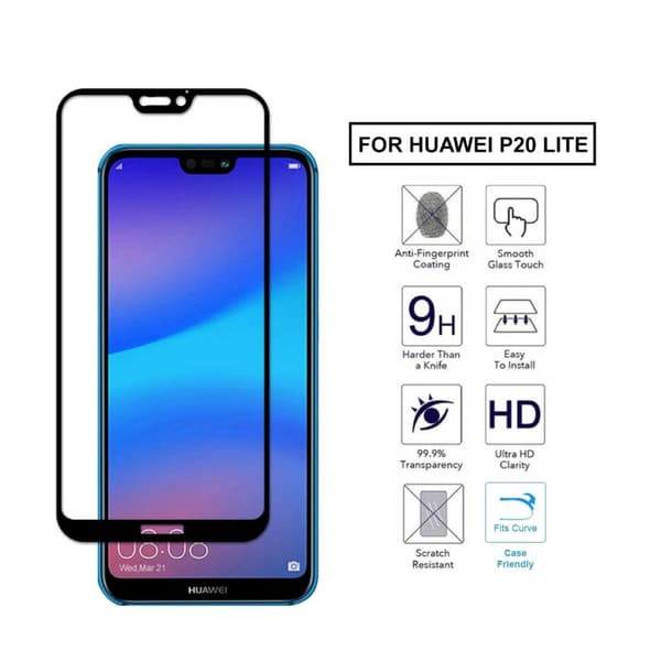 Huawei P20 En lille omfattende HD-skærmbeskytter Carbon Fiber Temmered Glass