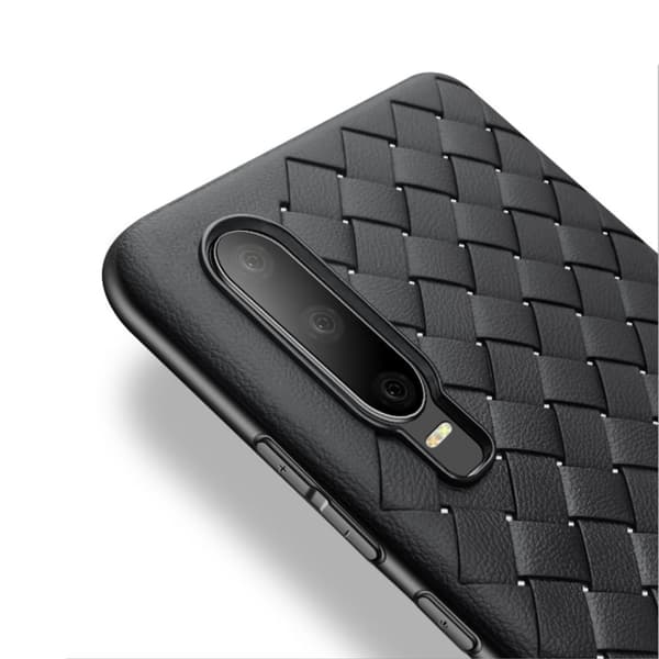 Huawei P20 Mobilskal Flätat Svart Läder Skinn
