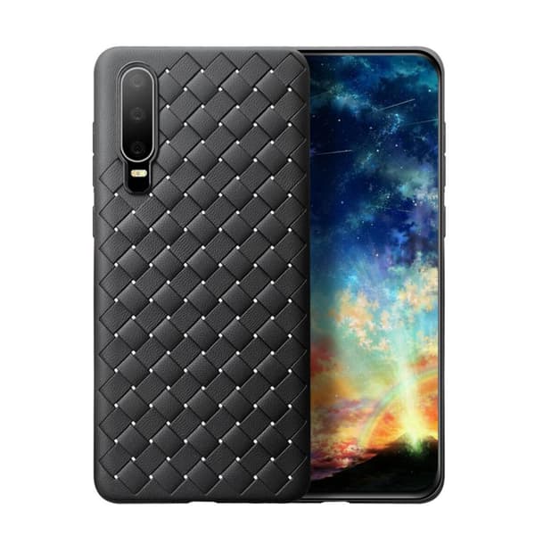 Huawei P20 Mobilskal Flätat Svart Läder Skinn