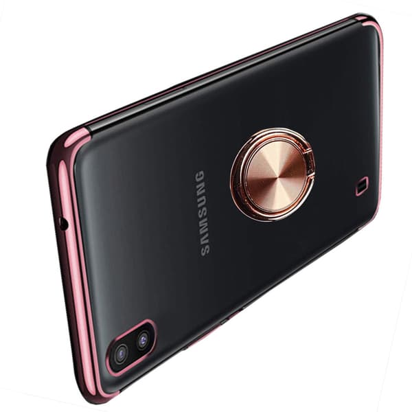 Samsung Galaxy A10 - Praktiskt Silikonskal med Ringhållare Roséguld Roséguld