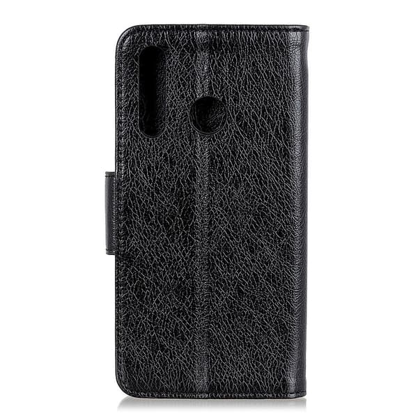 Textured Split Leather Wallet Case for Huawei P Smart Z - Black
