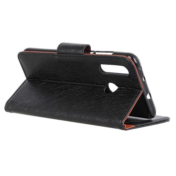 Textured Split Leather Wallet Case for Huawei P Smart Z - Black