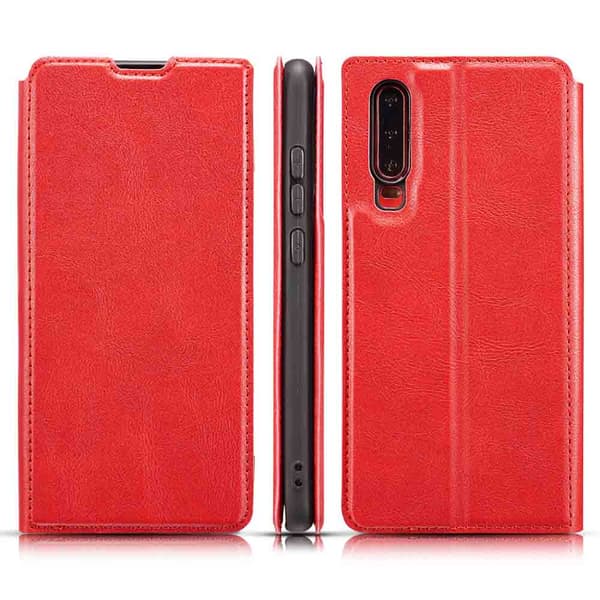 Effektfullt Smidigt Retro Plånboksfodral - Huawei P30 Röd Röd