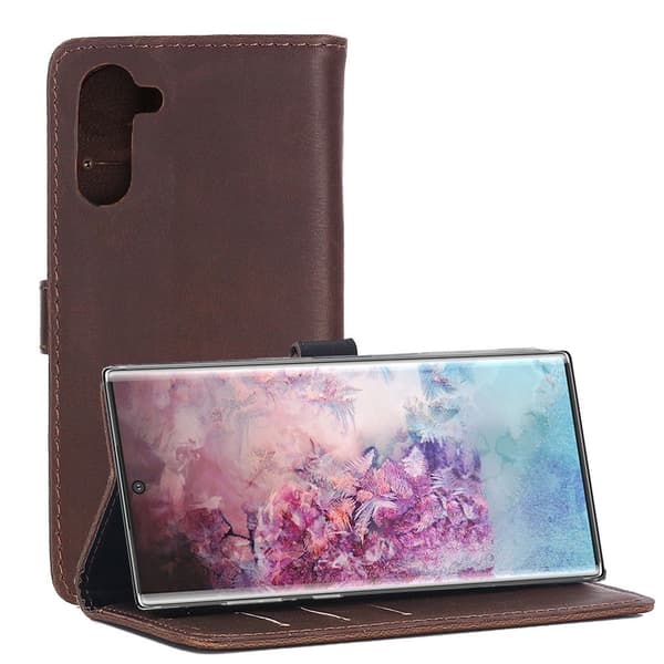 Crazy Horse Wallet Case for Samsung Galaxy Note 10 - Coffee
