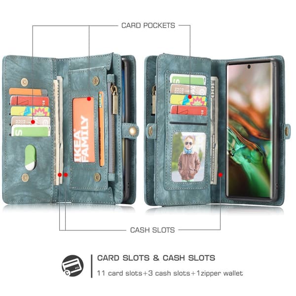 CASEME Samsung Galaxy Note 10 Plus Retro Plånboksfodral - Blå