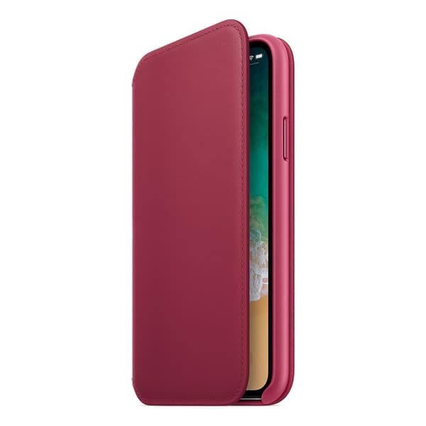 Apple iPhone X Läderfodral Folio Original - Berry