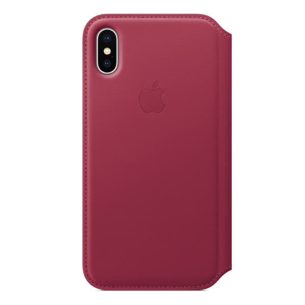 Apple iPhone X Läderfodral Folio Original - Berry