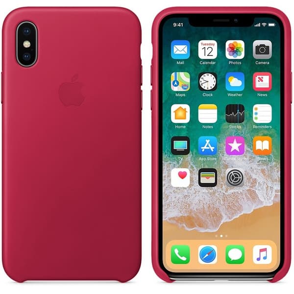 Apple iPhone X Läderskal Original - Pink Fuchsia