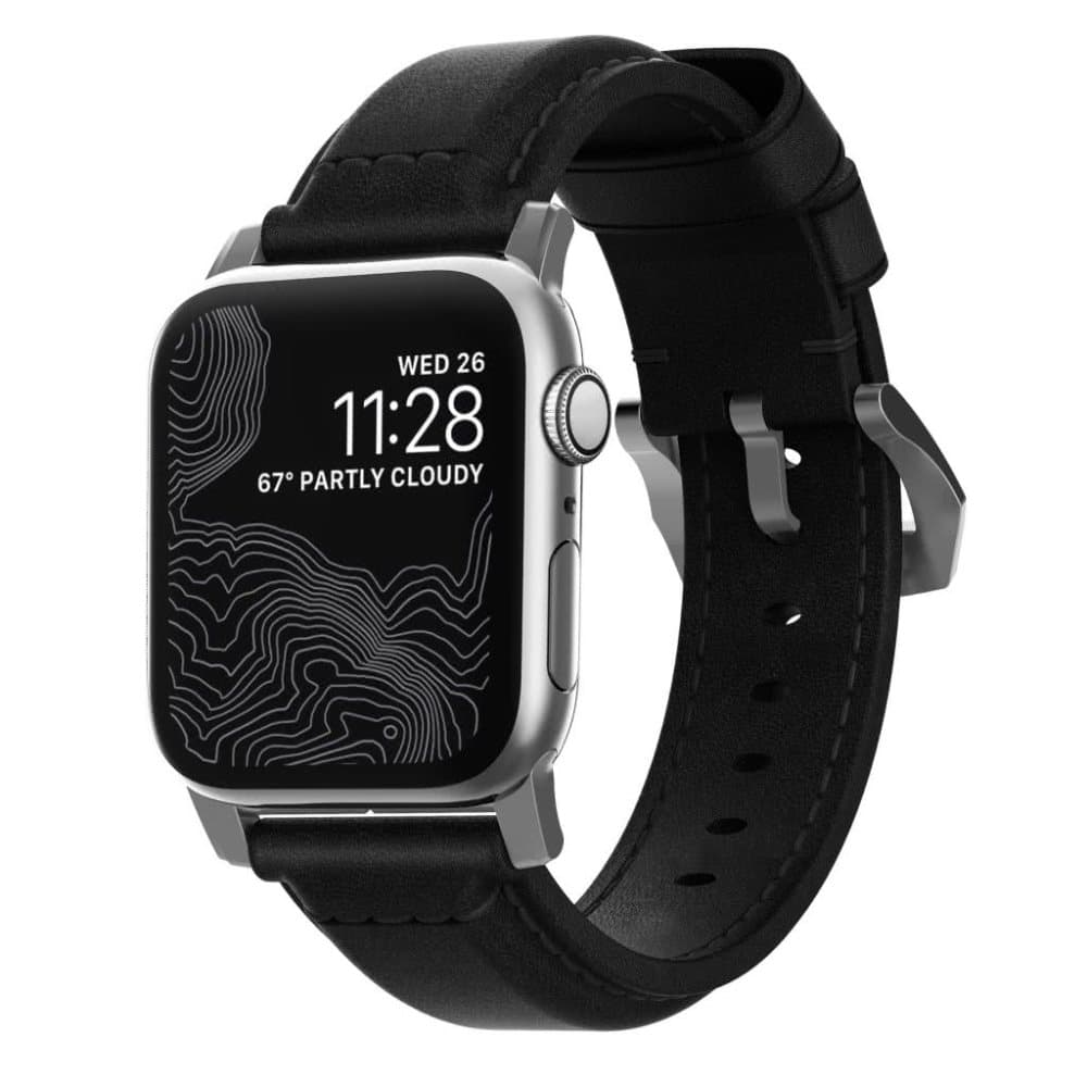 Apple Watch 44/42mm Ranneke TradiTional Strap Hopea/Musta