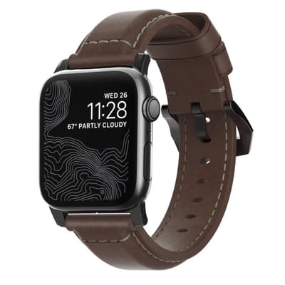 Apple Watch 44/42mm Armbånd Traditional Strap Sort/Rustic Brown