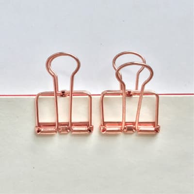 3 Pcs Hollow Metal Binder Clips Home Office Paper Holder Medium - Rose