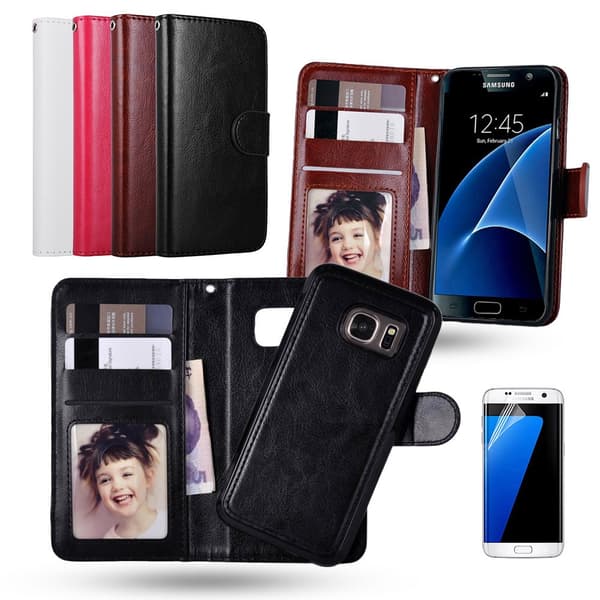 Leather Wallet for Galaxy S7 - Leather & Magnetic! Black