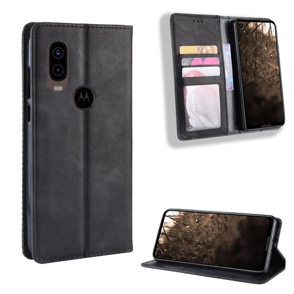 Lompakkokotelo Motorola One Vision/P50 - Musta