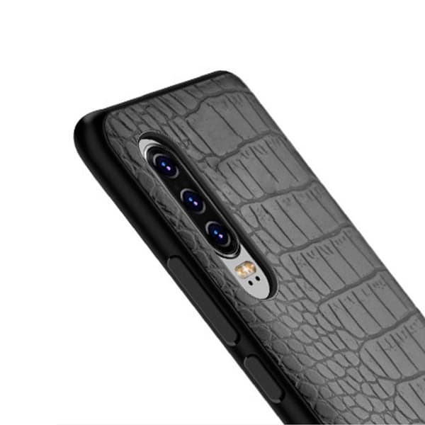 Huawei P30 Mobile Shell Musta nahkainen nahkakrokotiilikuori
